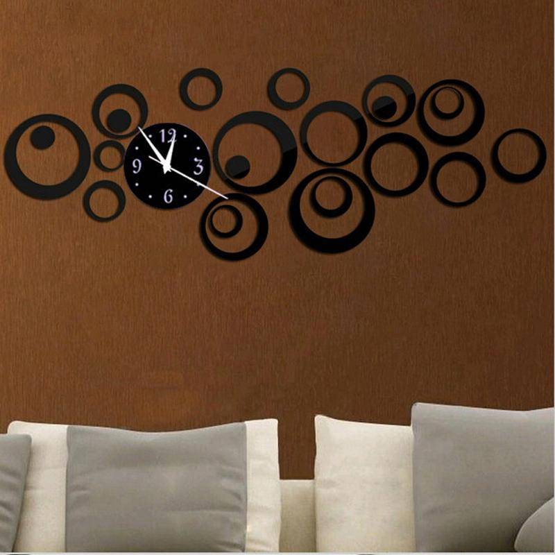 Wall Clock 3D Three-dimensional Acrylic Fashion Mirror Wall Stickers Clock DIY Circle Combination...