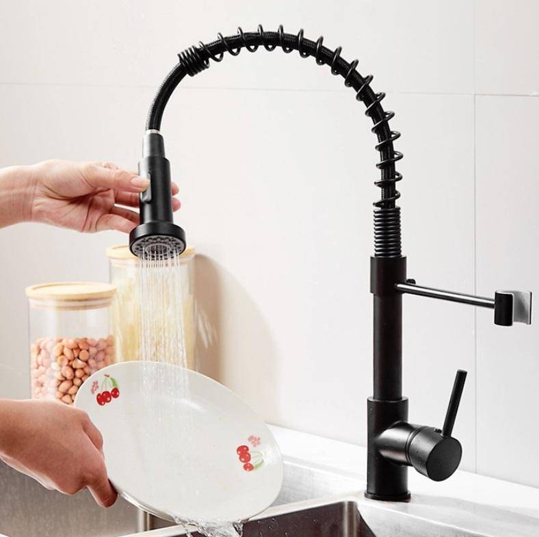Kitchen Faucet Hot & Cold Water Tank Valve Sink Faucet, Specification: Black Model