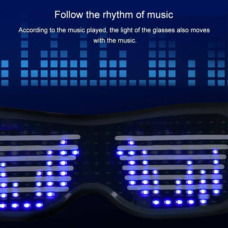 Night Club Bar Disco LED Light-emitting USB Charging Shutter APP Bluetooth Glasses (Green)