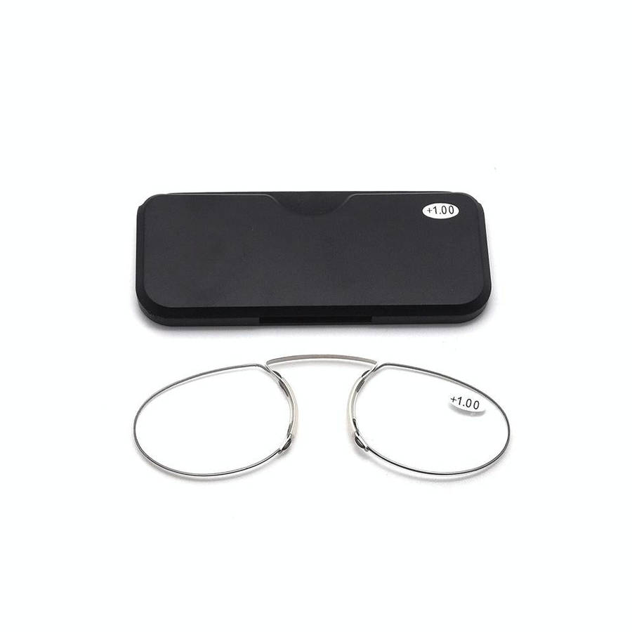 Pince-nez Reading Glasses Frameless Magnifying Glasses, Degree: +250(Black)