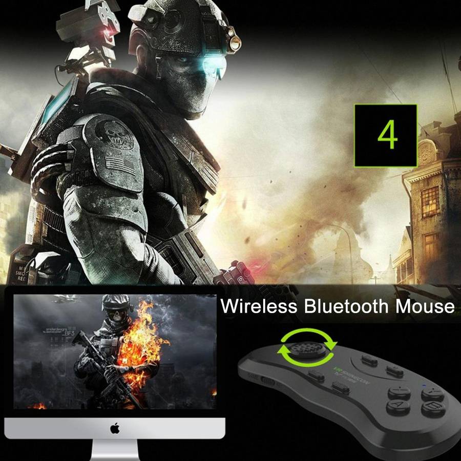 VR Shinecon 3D Movie Games Virtual Reality Glasses Bluetooth Remote Controller Gamepad(Black)