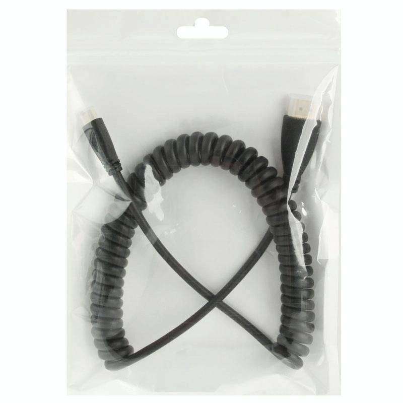 1.4 Version, Gold Plated Mini HDMI Male to HDMI Male Coiled Cable, Support 3D / Ethernet, Length:...