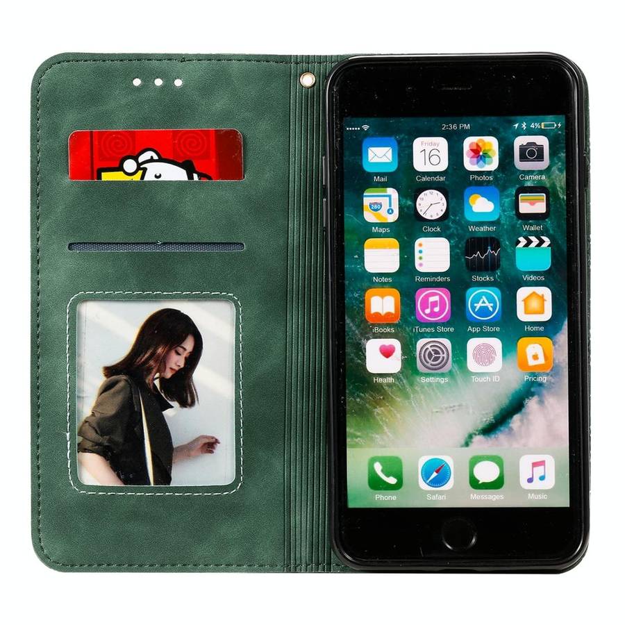 For iPhone 7 Plus / 8 Plus Lucky Flowers Embossing Pattern Magnetic Horizontal Flip Leather Case ...
