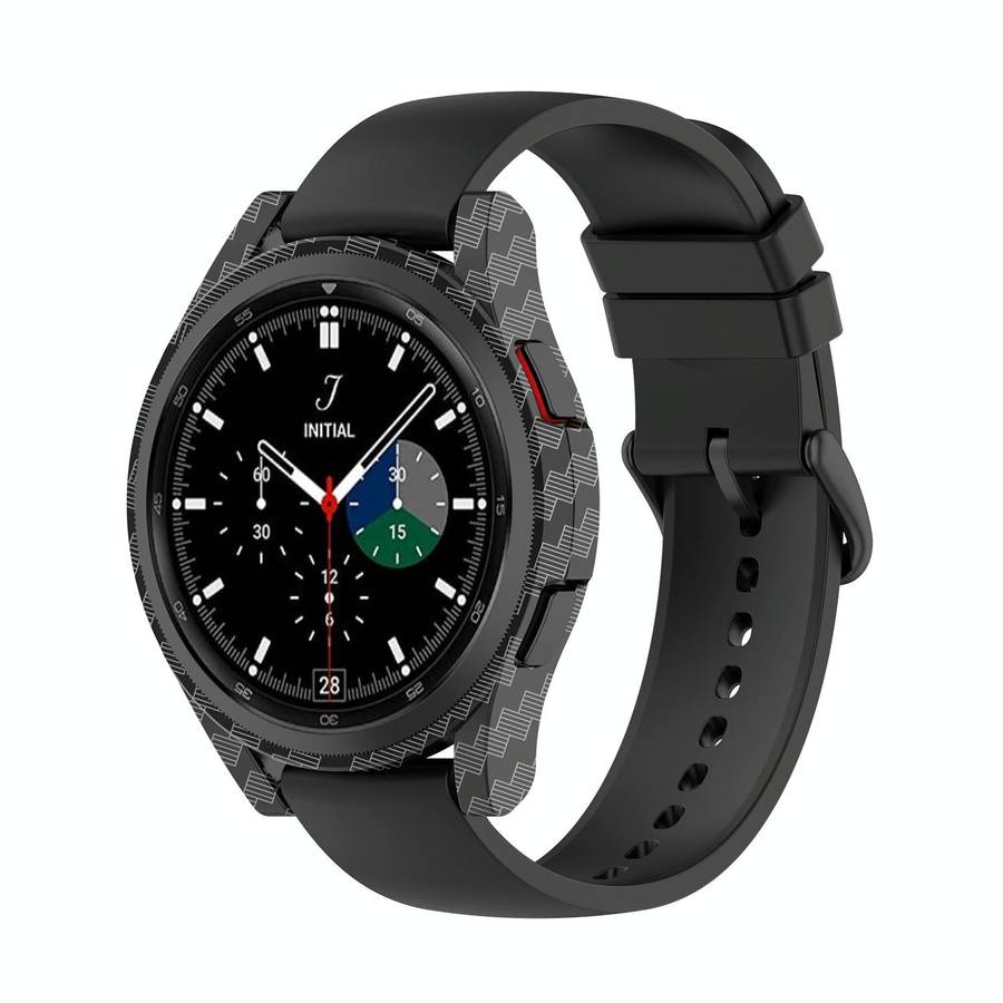 For Samsung Galaxy Watch4 Classic 46mm Half Coverage Hollowed PC Protective Case(Carbon Fibre)