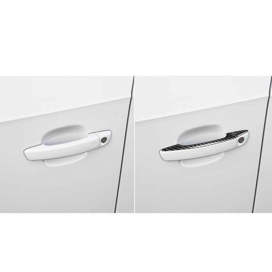4 PCS Car Carbon Fiber Door Outside Handle Decorative Sticker for Audi A3 2014-2019, Left and Rig...
