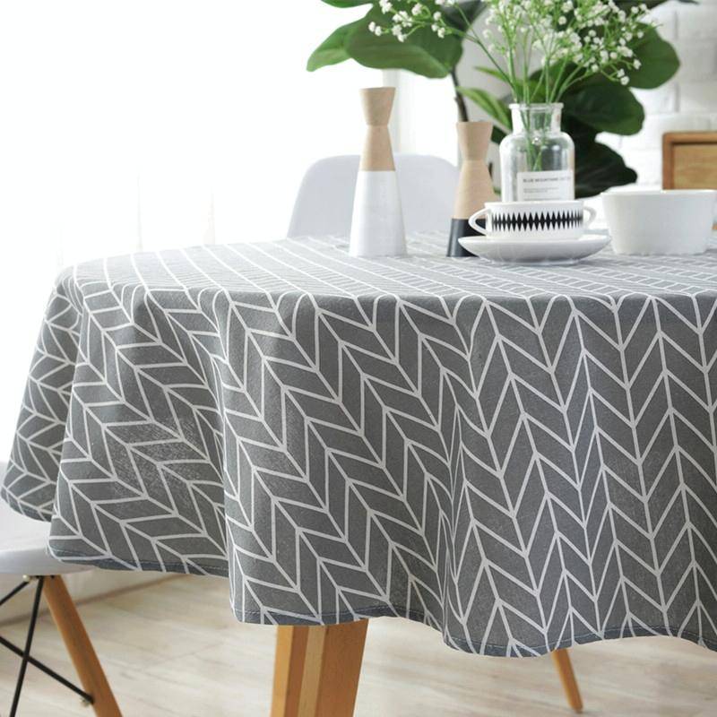 Polyester Cotton Round Tablecloth Dust-proof Cotton and Linen Printing Tablecloth, Diameter:150cm...