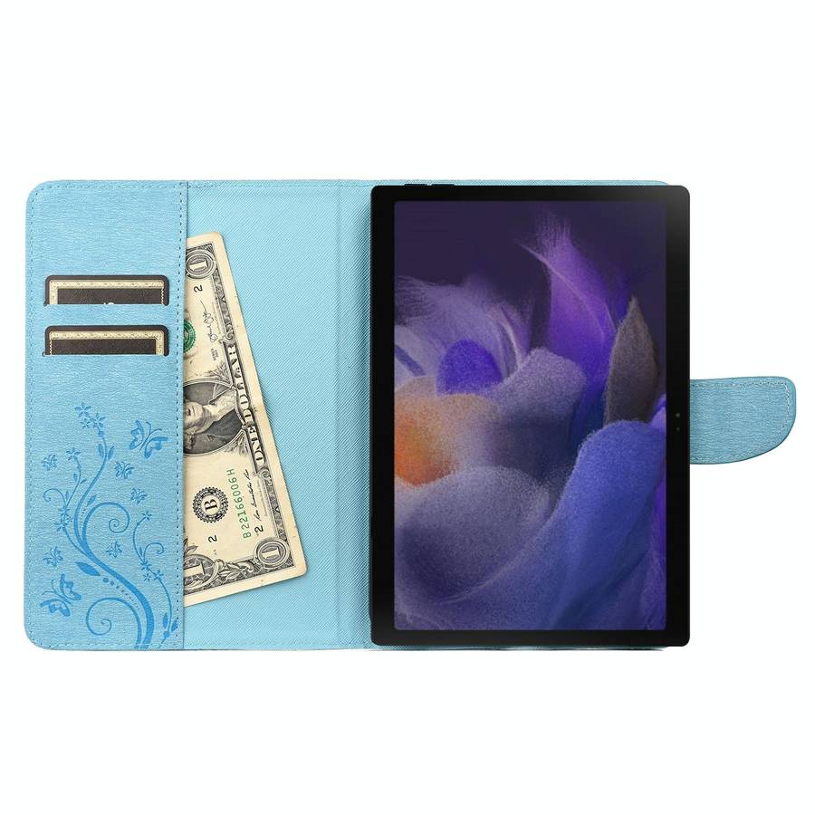 For Samsung Galaxy Tab A8 10.5 2021 X200 / X205 Butterfly Flower Embossing Pattern Leather Tablet...