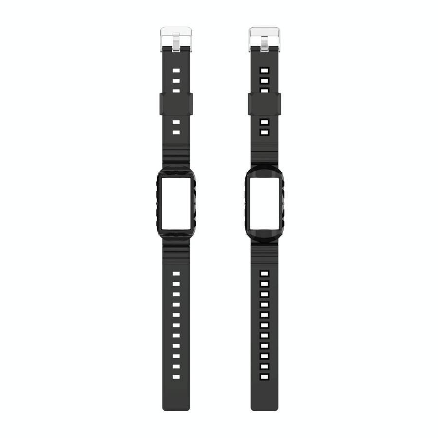 For Fitbit Charge 4 Silicone One Body Armor Watch Band(Black)