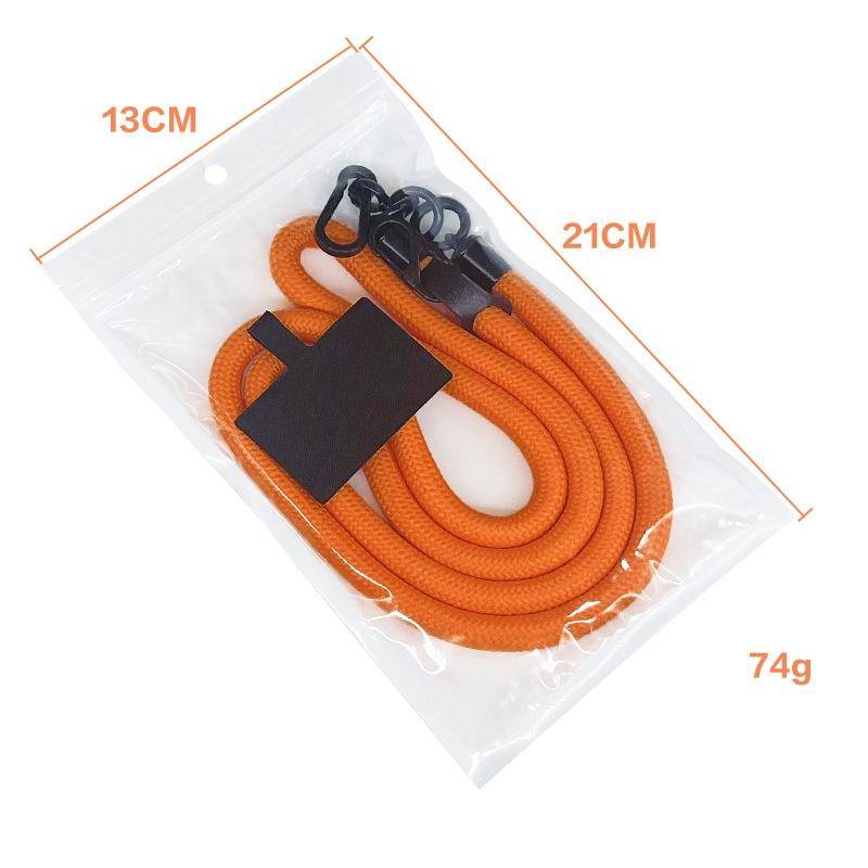 10mm Thick Rope Mobile Phone Lanyard Spacer Adjustable Anti Theft Phone Strap(NO.7 White Orange)
