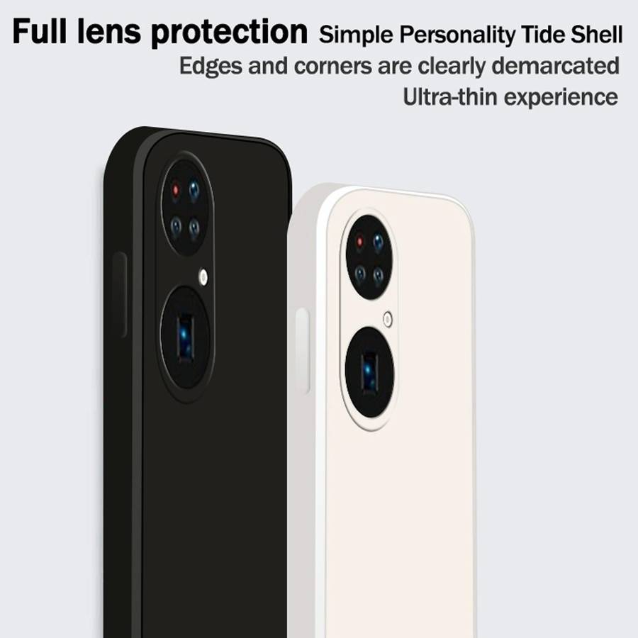 For Huawei P50 Pro Solid Color Imitation Liquid Silicone Straight Edge Dropproof Full Coverage Pr...
