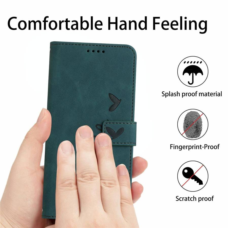 For Tecno Camon 17P/17 Pro Skin Feel Heart Pattern Leather Phone Case With Lanyard(Green)