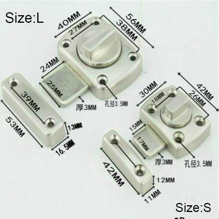Universal Door Latch Security Sliding Door Lock with Screws, Size:S(Ancient Red)