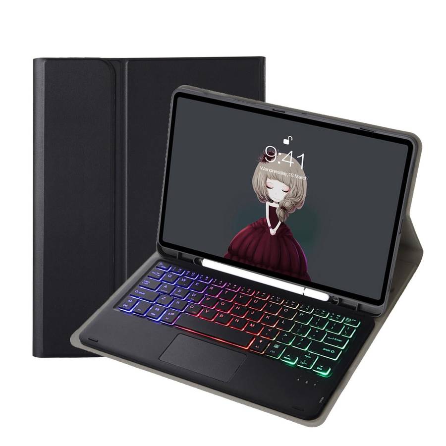 For Samsung Galaxy Tab S6 Lite A610B-AS Lambskin Texture Backlight Bluetooth Keyboard Leather Tab...