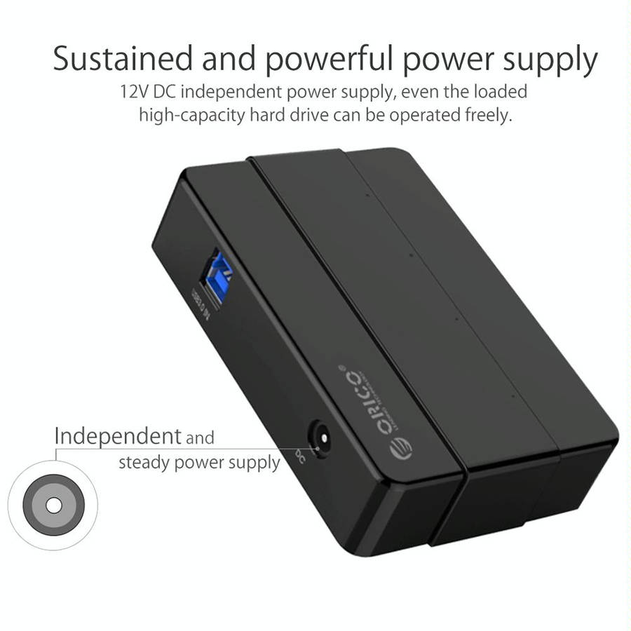 ORICO H4928-U3 ABS High Speed 4 Ports USB 3.0 HUB with 12V Power Adapter for Smartphones / Tablet...