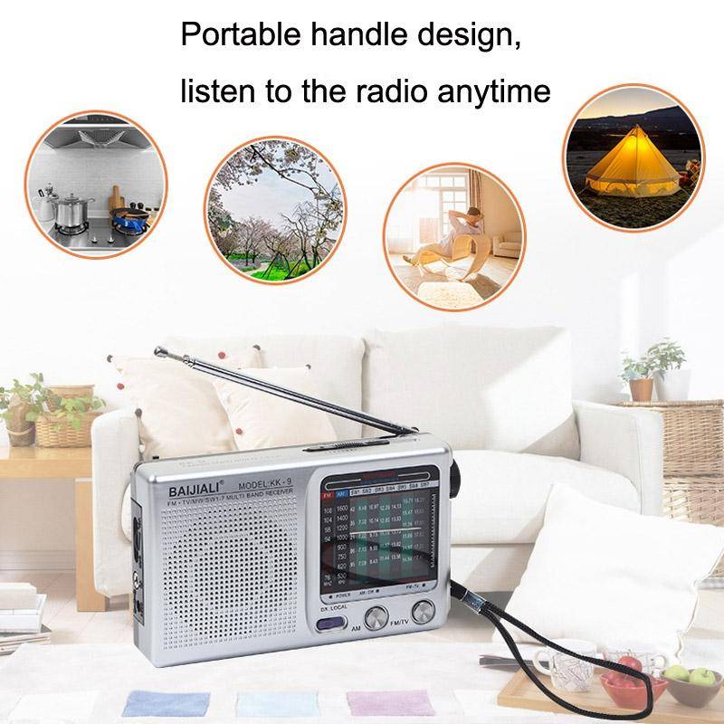 BAIJIALI KK9 Full-band Radio Player Portable Retro Multifunctional Mini Radio(Gold)