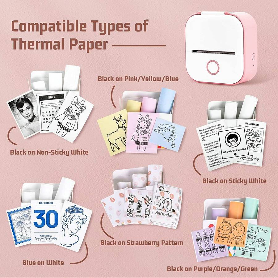 For Phomemo T02 3rolls Bluetooth Printer Thermal Paper Label Paper 50mmx3m 5 Years Blue on White ...