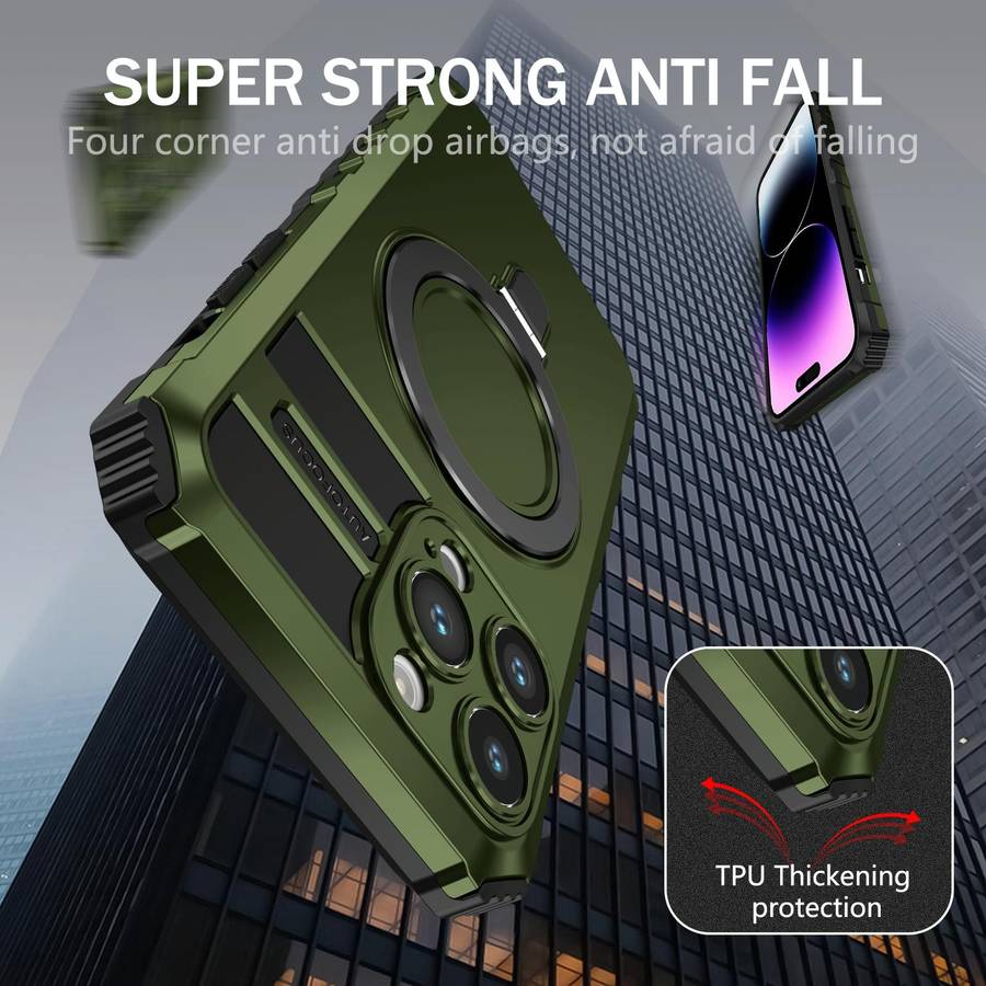 For iPhone 15 Pro MagSafe Magnetic Holder Phone Case(Green)