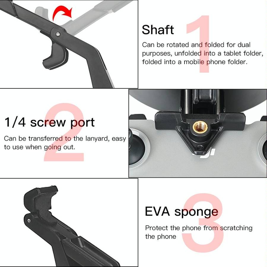 RCSTQ Remote Control Phone Tablet Bracket for DJI Mavic 3/Mini 2/Mini 3 Pro,Style: Only Clip