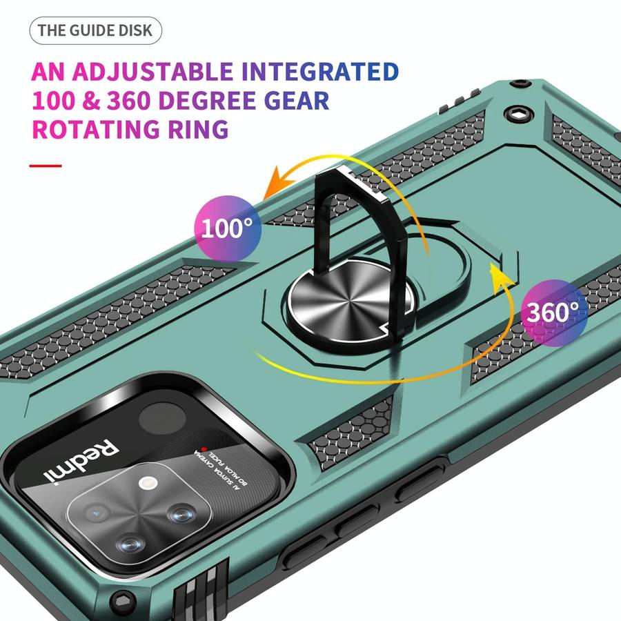 For Xiaomi Redmi 10C Shockproof TPU + PC Phone Case with 360 Degree Rotating Holder(Green)