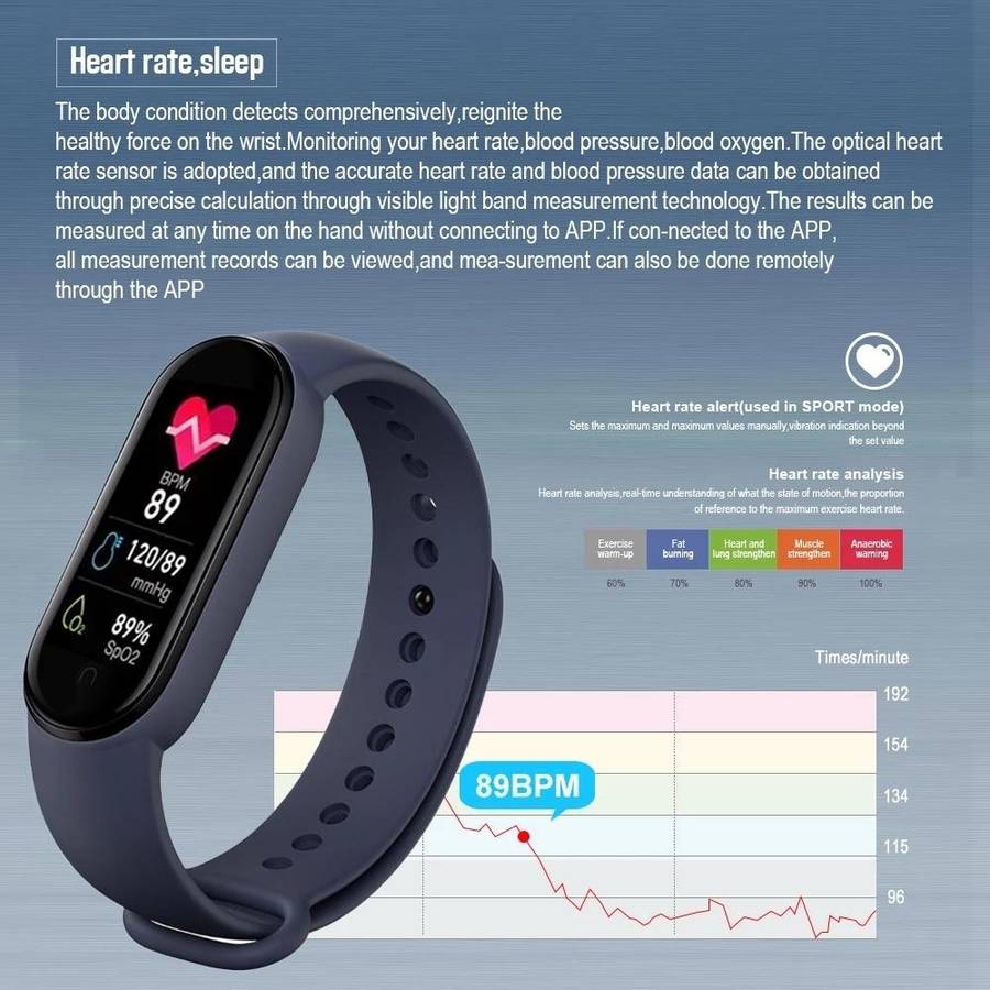 M7 0.96 inch Color Screen Smart Watch,Support Heart Rate Monitoring/Blood Pressure Monitoring(Pink)