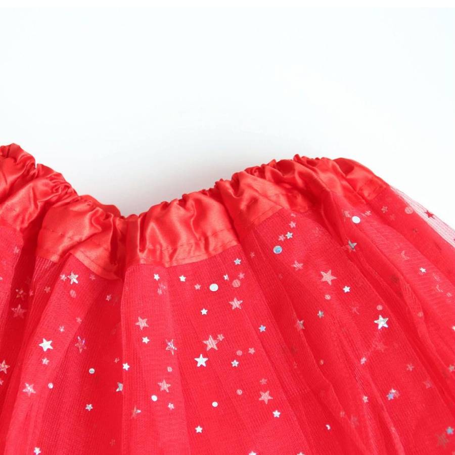 Girls Stars Sequins Mesh Tutu Skirt Costumes, Size:One Size(Black)