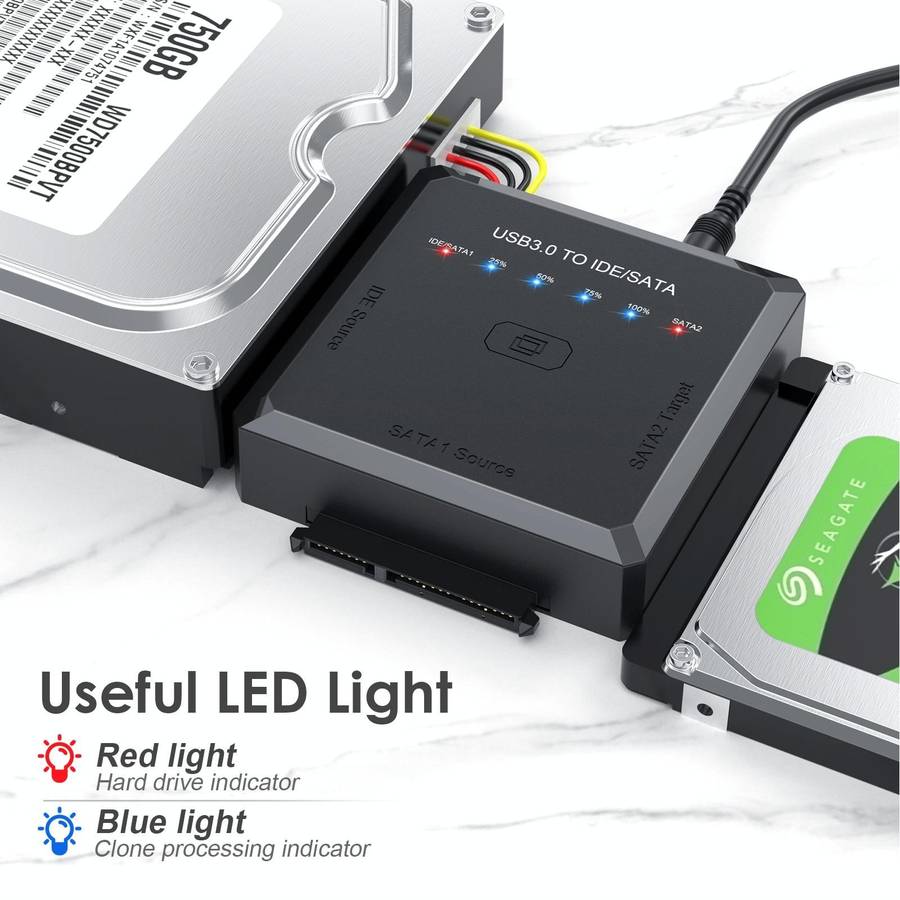 USB3.0 to SATA or IDE Hard Drive Adapter Converter With Clone Function