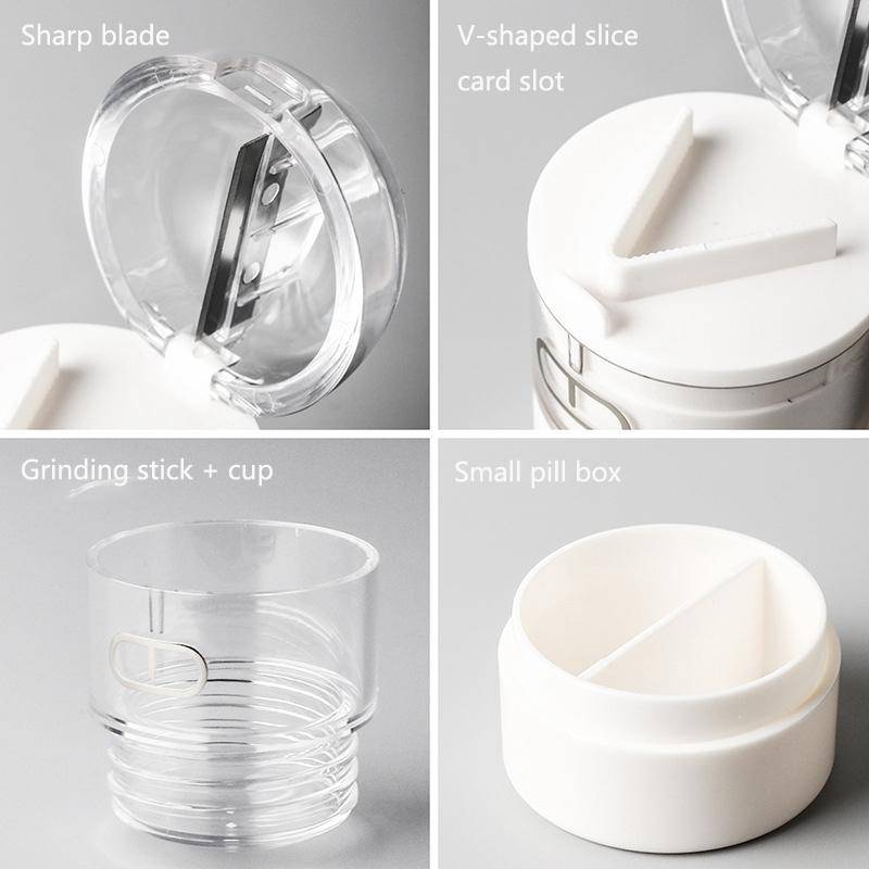 S0466 Medicine Cutter Tablet Grinding Cutter Medicine Dispensing Transparent Portable Storage Box...