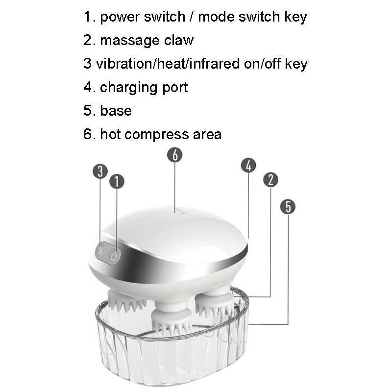K111 Hot Compress Red Light Head Massager Electric Kneading Vibration Waterproof Head Instrument,...