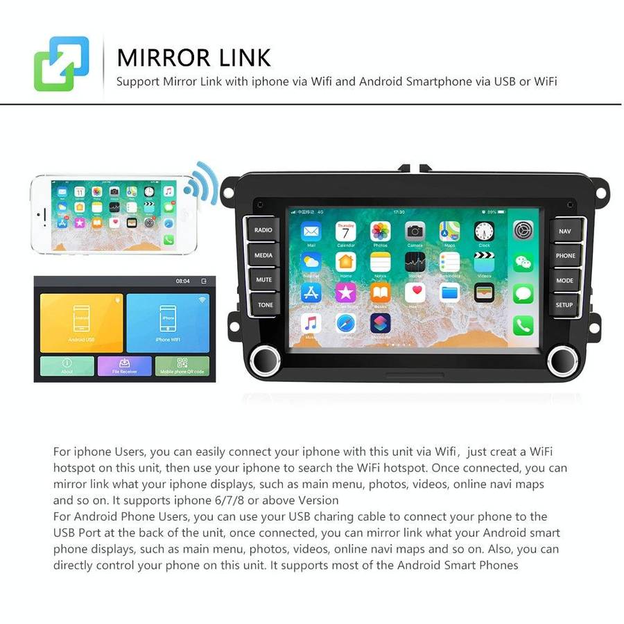A3040 For Volkswagen 7-inch 2+32G Android Car Navigation Central Control Large Screen Player With...