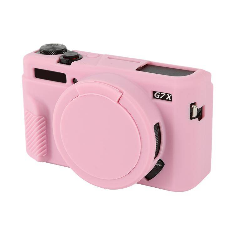 For Canon PowerShot G7 X Mark II / G7X2 Soft Silicone Protective Case with Lens Cover(Pink)