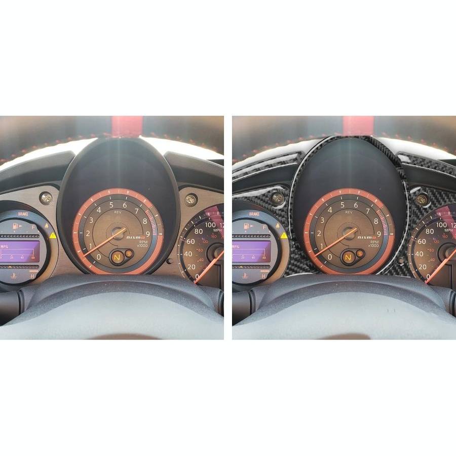 5 in 1 Car Carbon Fiber Speed Dashboard Decorative Sticker for Nissan 370Z Z34 2009-, Left and Ri...