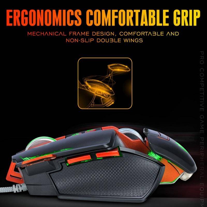 T-WOLF V9 8 Keys 3200 DPI Gaming Macro Definition Mechanical Wired Mouse(Black)