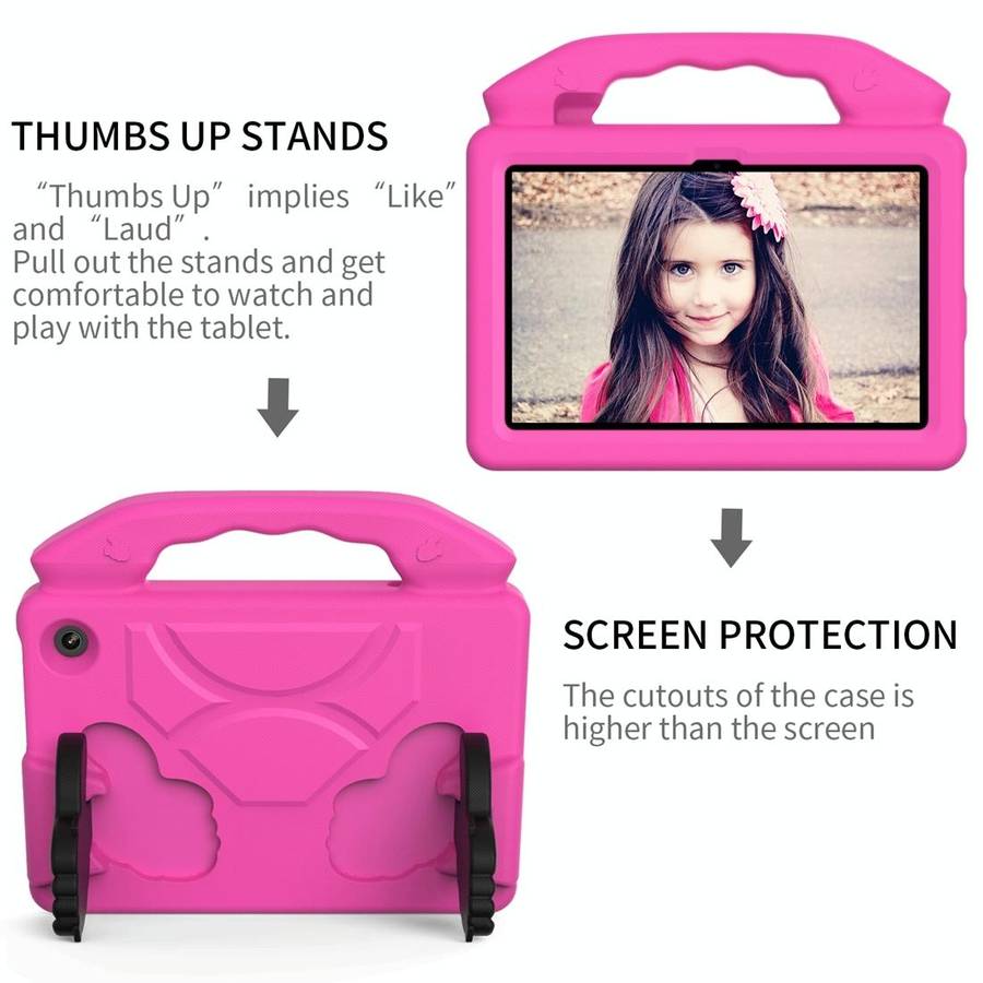For Amazon Kindle Fire 7 2022 Children EVA Shockproof Tablet Case with Thumb Bracket(Rose Red)