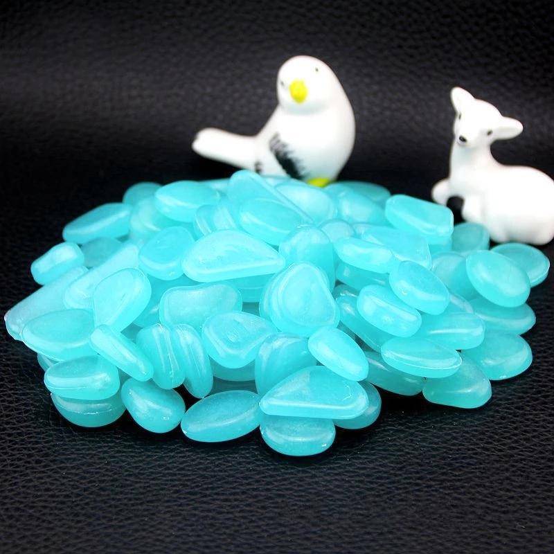 100 PCS Glow in The Dark Garden Pebbles for Walkways & Decoration and Plants Luminous Stones(Baby...