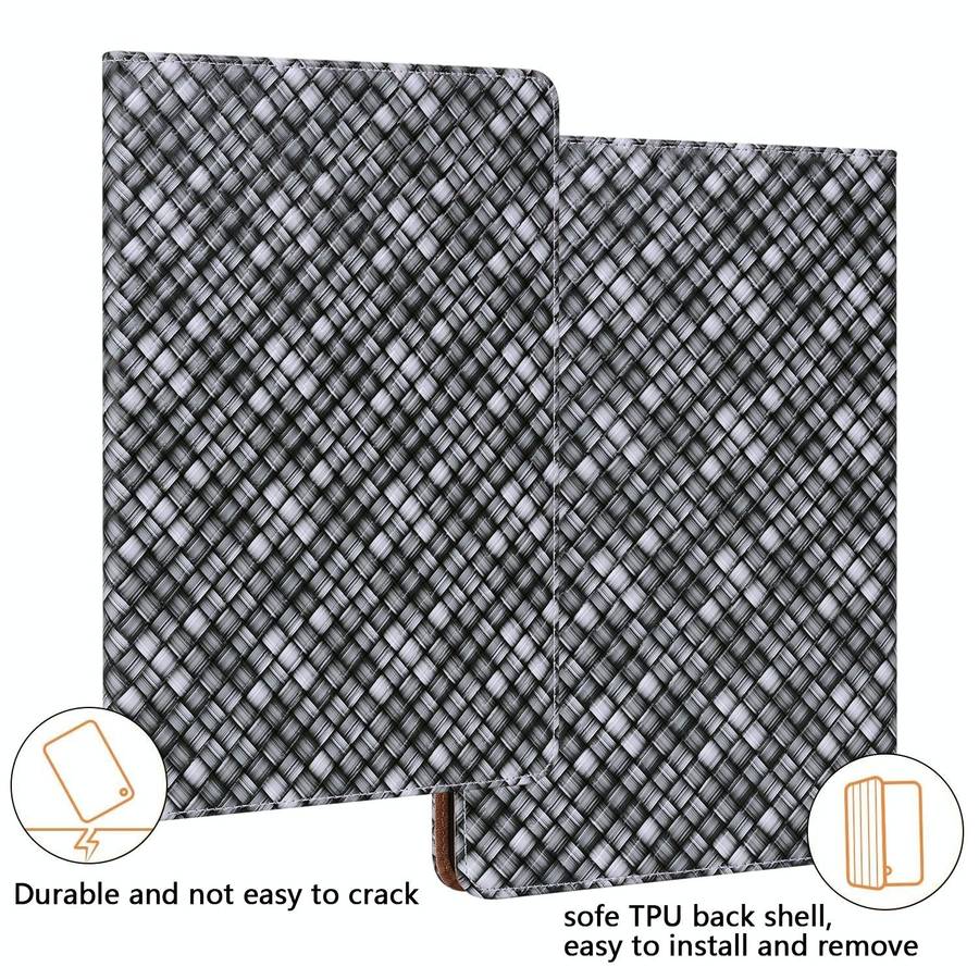 For Samsung Galaxy Tab A8 10.5 2021 Color Weave Leather Tablet Case with Holder(Black)