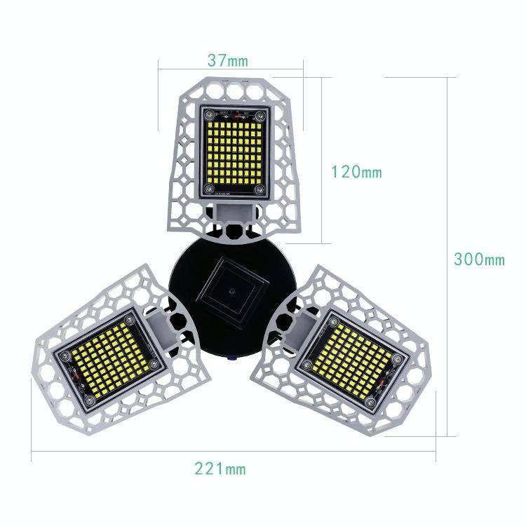 60W LED Industrial Mining Light Waterproof Light Sensor Folding Tri-Leaf Garage Lamp(White Light)