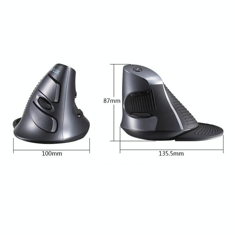 DELUX M618 6-Keys Vertical Snail Ergonomic Wireless Mouse(Black)