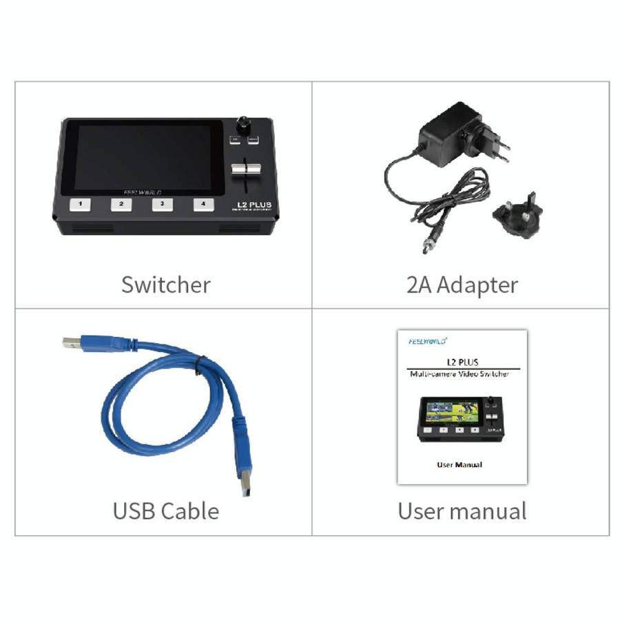 FEELWORLD L2 Plus Multi-camera Video Mixer Switcher with 5.5 inch Screen(AU Plug)