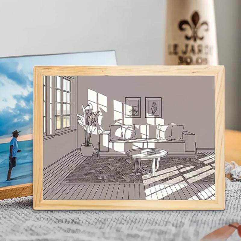 Three-Color Lighting Bedroom Bedside LED Luminous Decorative Painting, Size: Small(Beach)