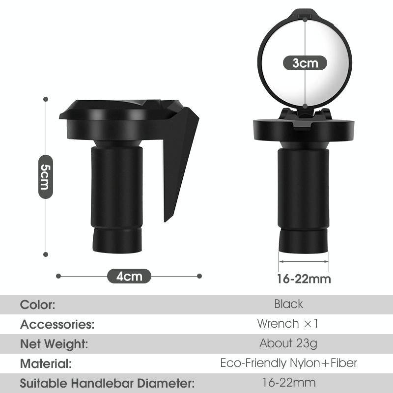 WEST BIKING Bicycle Handlebar Convex Rear View Mirror(Black)