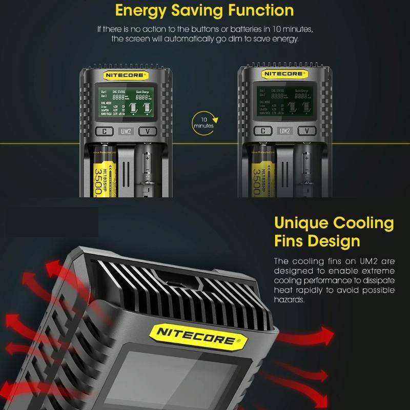 NITECORE Fast Lithium Battery Charger, US Plug, Model: UMS2