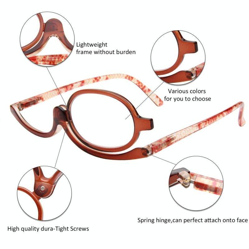 Makeup Presbyopic Glasses Monolithic Reading Glass Magnifying Glass, Degree: +350(Black)