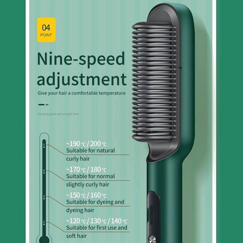 2 In 1 Hair Straightener Brush And Curler Negative Ion Hair Straightener Styling Comb(Black)