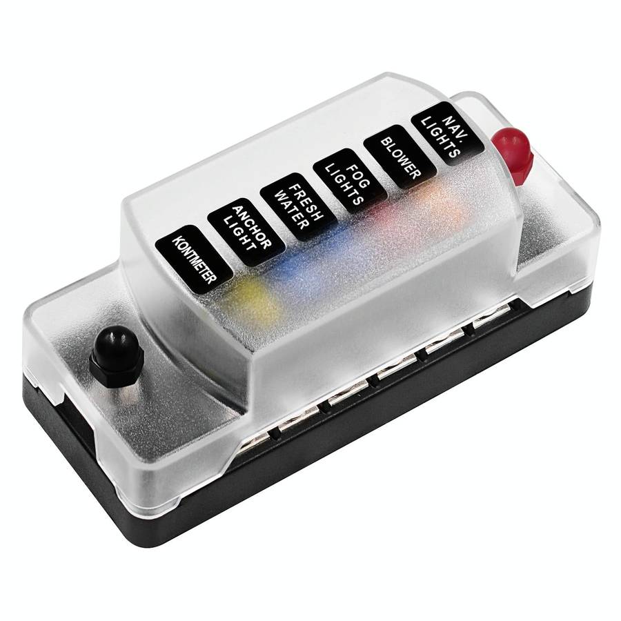 ZH-978A1 FB1901 1 In 6 Out 6 Ways Independent Positive Negative Fuse Box with 12 Fuses for Auto C...