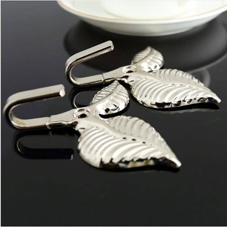 2 PCS Iron Leaf Shaped Curtain Tie Wall Hooks Home Decor(Silver)