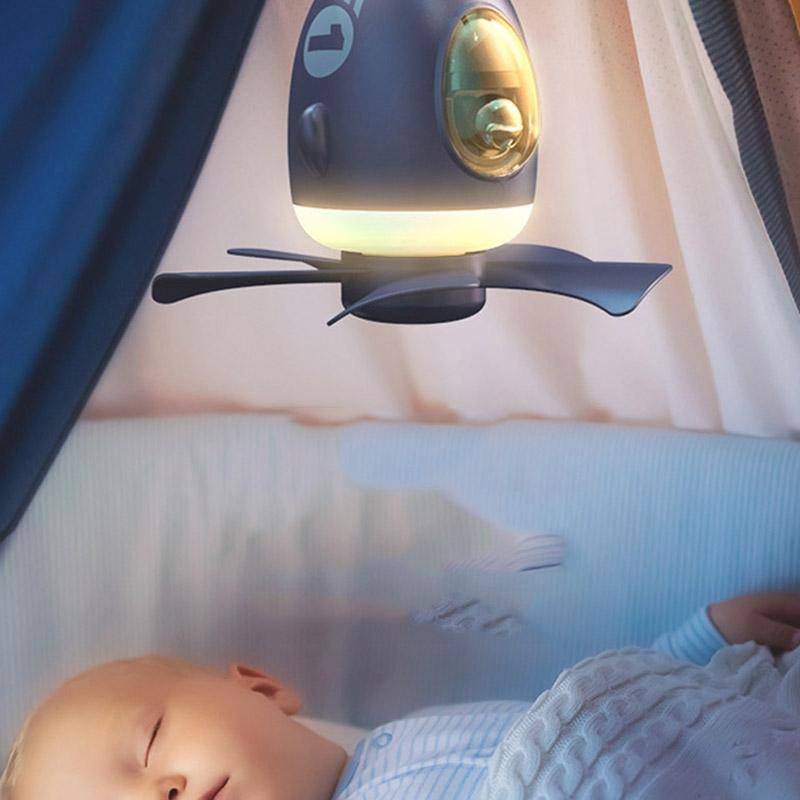 MF023 Airplane Night Light Ceiling Fan Household USB Remote Control Fan(White)