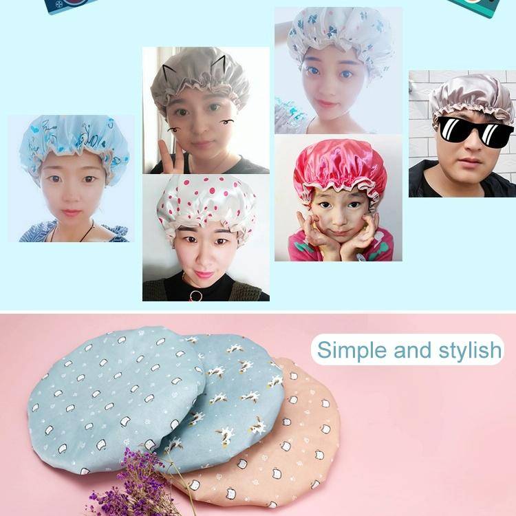 Thick Waterproof Bath Hat Double Layer Shower Hair Cover Women Supplies Shower Caps, Size:28cm(Pi...