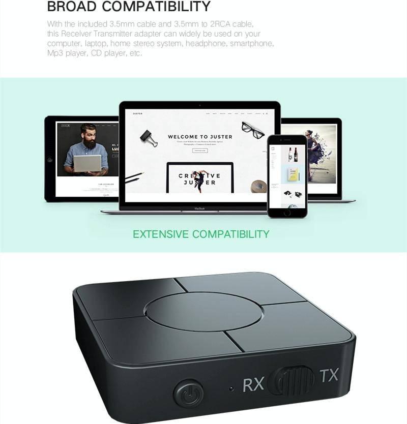 KN326 Bluetooth Audio Receiver Transmitter 5.0 Two-in-one Bluetooth Adapter for Hands-free Calls