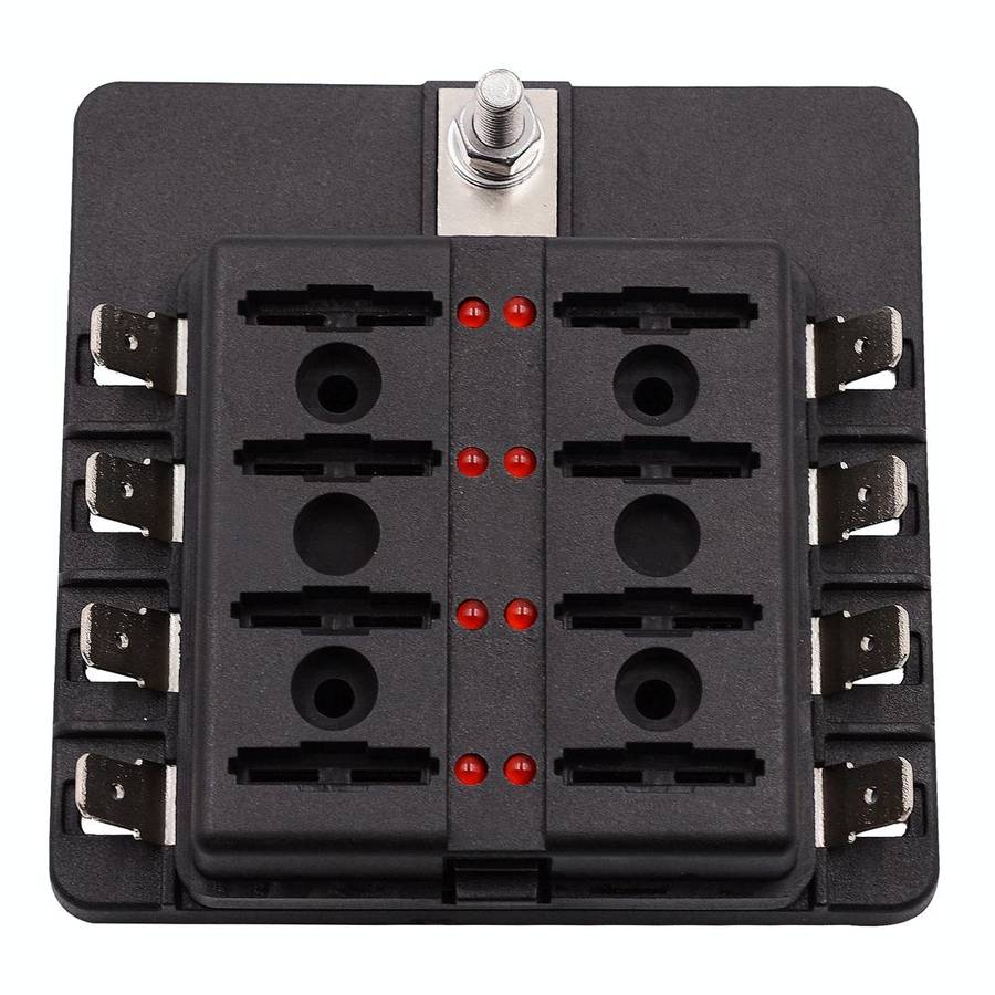 1 in 8 Out Fuse Box PC Terminal Block Fuse Holder Kits with LED Warning Indicator for Auto Car Tr...