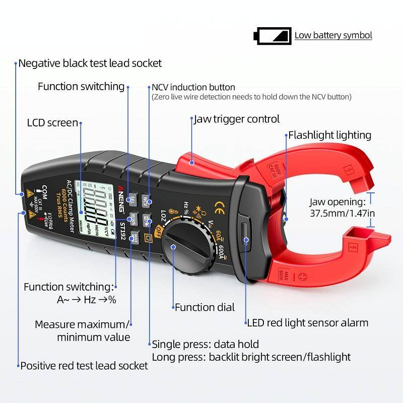ANENG ST192 600A DC Current Multifunctional AC And DC Clamp Digital Meter